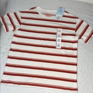 Cat & Jack Red and White Striped Short Sleeve Tee